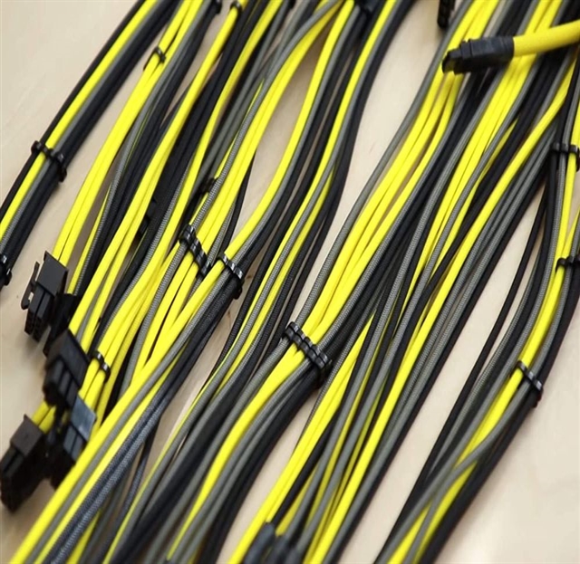  Funtin PSU Sleeved Cable, UL1015 18AWG Fiber Braided ATX EPS PCI-E Black-Gray-Yellow Cable Extension Kit