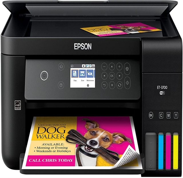  Epson Expression ET-3700 EcoTank Wireless Color All-in-One Supertank Printer with Scanner, Copier and Ethernet