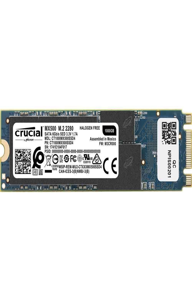Crucial MX500 1TB SSD 3D TLC NAND SATA III 6Gb/s M.2 2280 Internal Solid State Drive