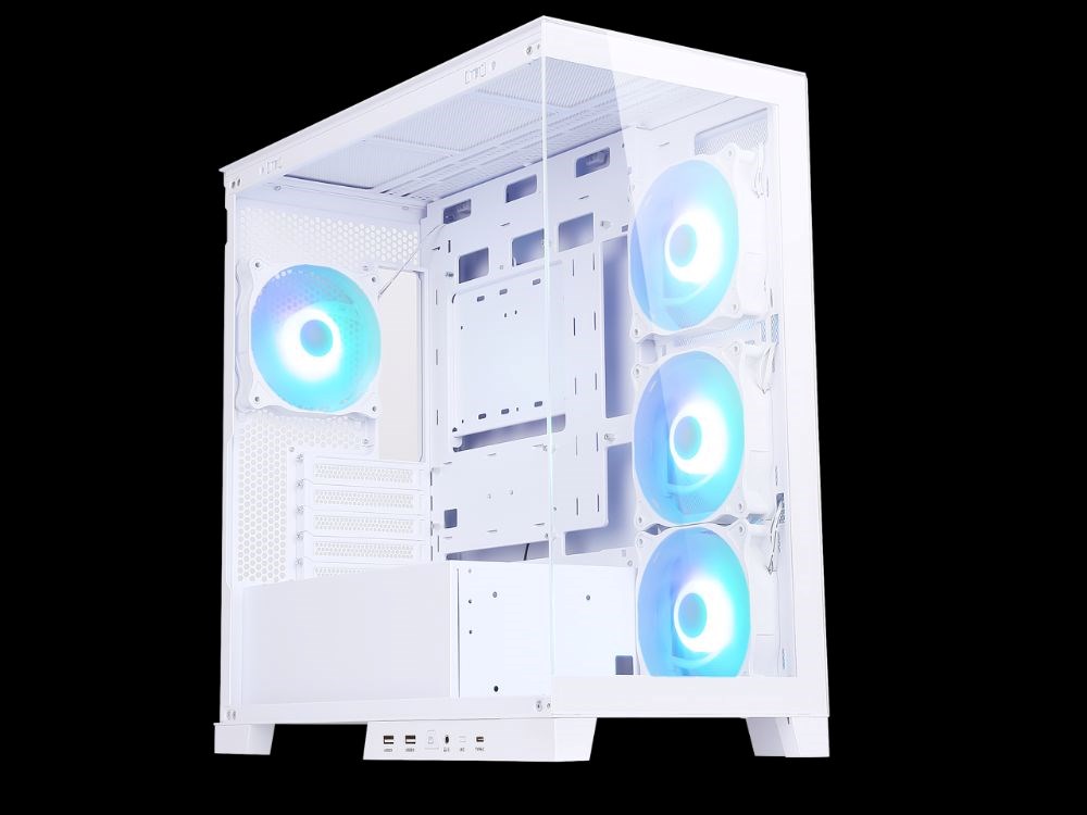 Sama AR01-RGB-W White Dual USB3.0 and Type C, Dual Tempered Glass Micro -ATX Tower Gaming Computer Case