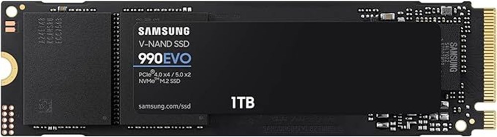  Samsung 990 EVO SSD 1TB, PCIe Gen 4x4, Gen 5x2 M.2 2280 NVMe Internal Solid State Drive, Speeds Up to 5,000MB/s, Upgrade Storage for PC Computer, Laptop, MZ-V9E1T0B/AM, Black