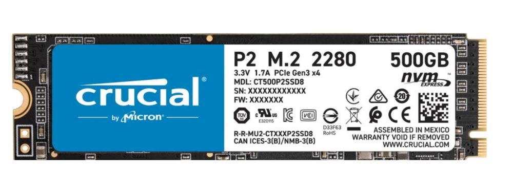  Crucial P2 500 GB M.2-2280 NVME Solid State Drive