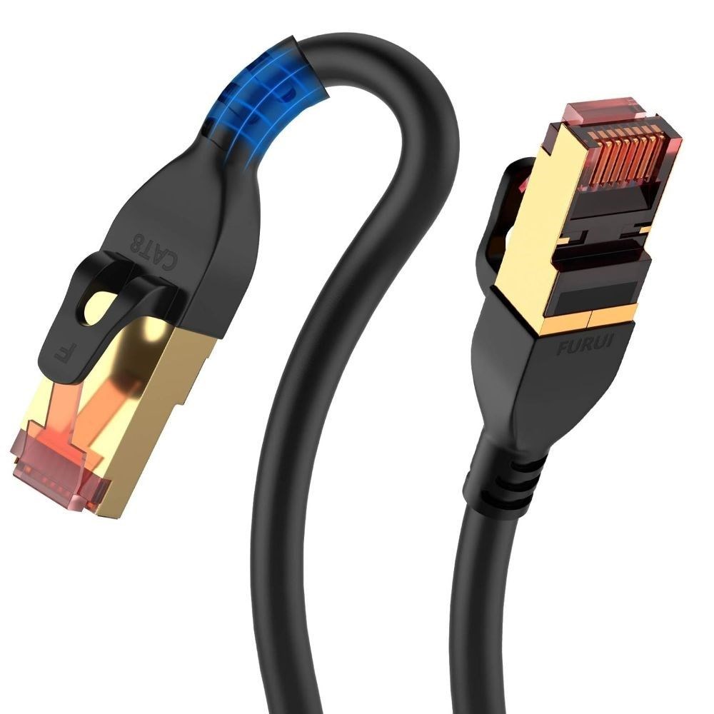 FURUI Cat8 Ethernet Cable 6ft, 26AWG Heavy Duty PE Jacket Cat8 Cable, 40Gbps, 2000MHz, Outdoor & Indoor S/FTP Weatherproof and UV Resistant for Gaming/Modem/Router