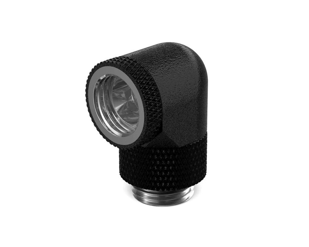  PrimoChill Male to Female G 1/4in. 90 Degree SX Dual Rotary Elbow Fitting - TX Black