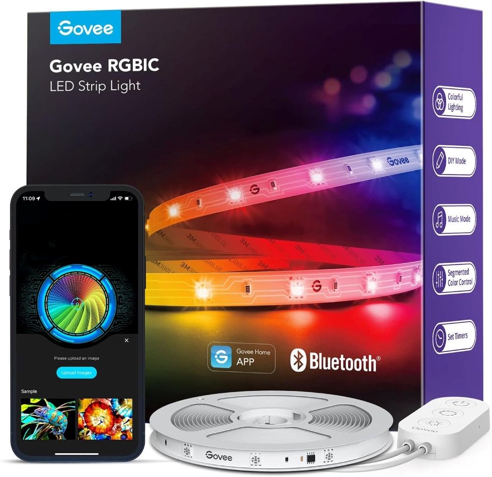 Govee RGBIC LED Strip Lights, Smart LED Lights for Bedroom, Bluetooth LED Lights APP Control, DIY Multiple Colors on One Line, Color Changing LED Strip Lighting Music Sync, Ho
