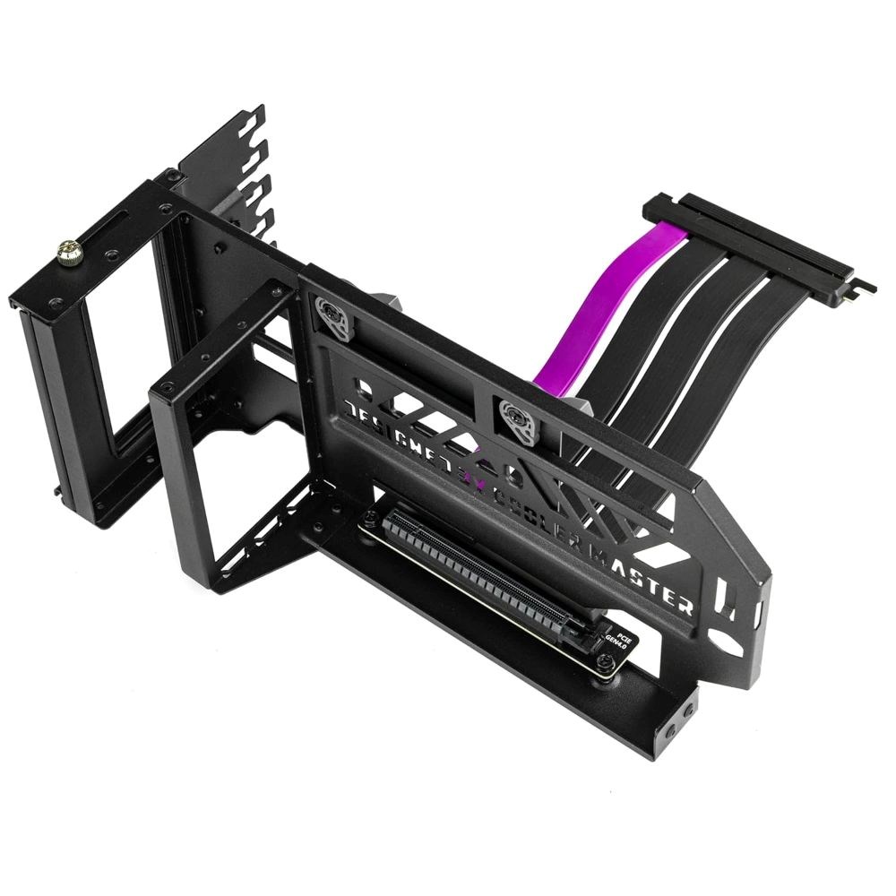  Cooler Master MasterAccessory Vertical GPU Card Holder Kit V3 Black, Premium Riser Cable PCI-E 4.0 x16-165mm, PCIe 3.0 Compatible, Adjustable Length for E-ATX|ATX|Micro ATX Ca