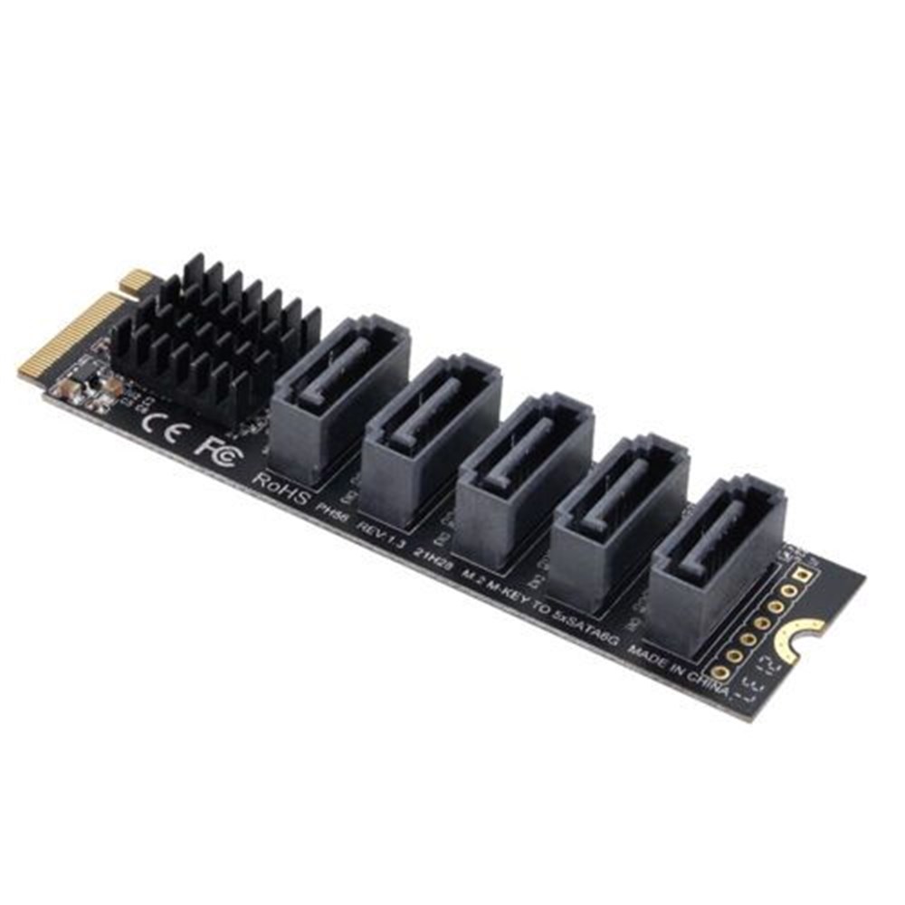  NVME M-key PCI Express Adapter Card JMB585 to SATA 3.0 6gbps 5 Ports