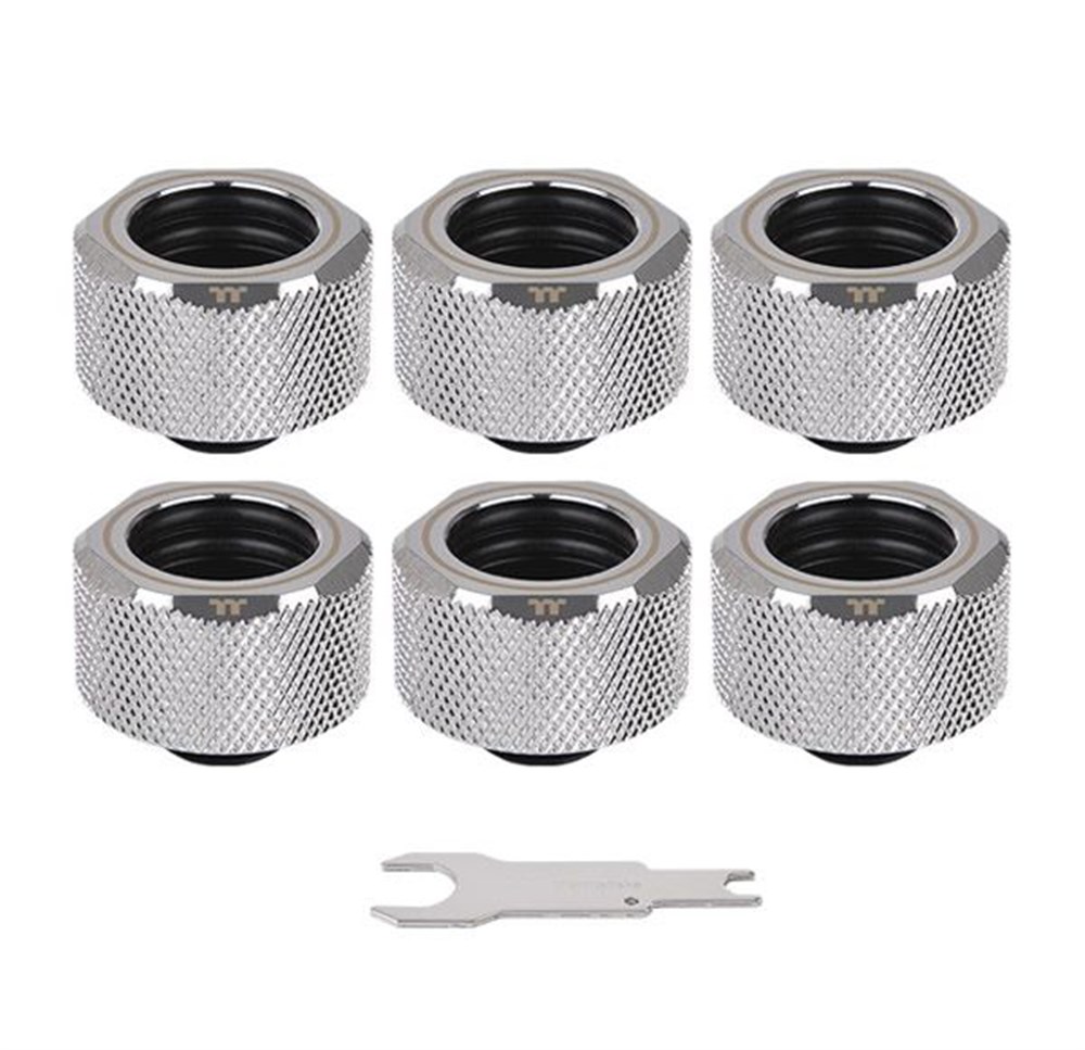 Pacific C-PRO G1/4 PETG Tube 16mm OD Compression – Chrome (6-Pack Fittings)