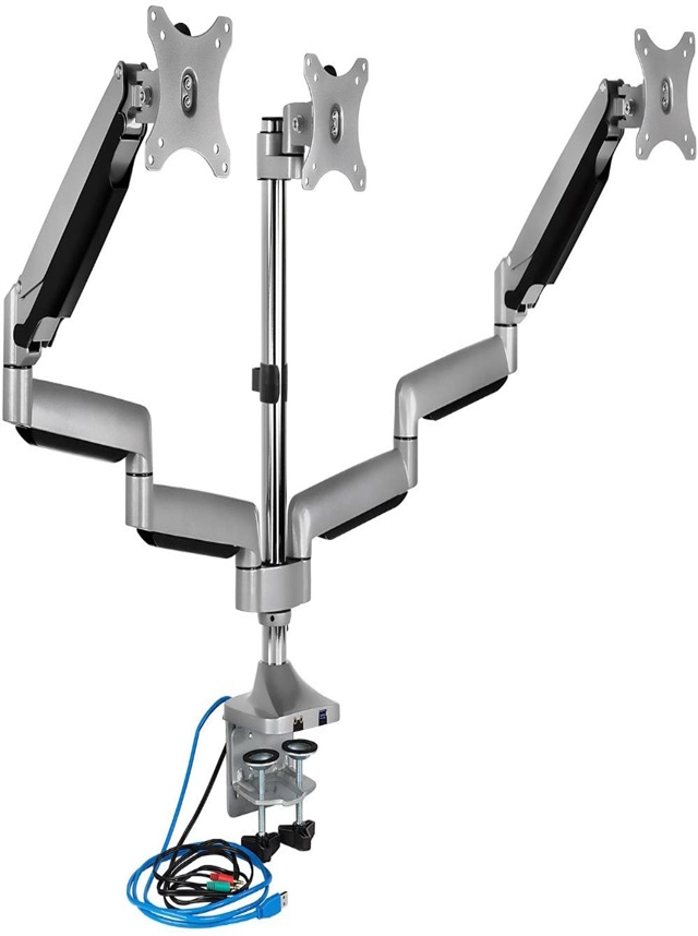 Mount-It Triple Monitor Mount Desk Stand with USB and audio port