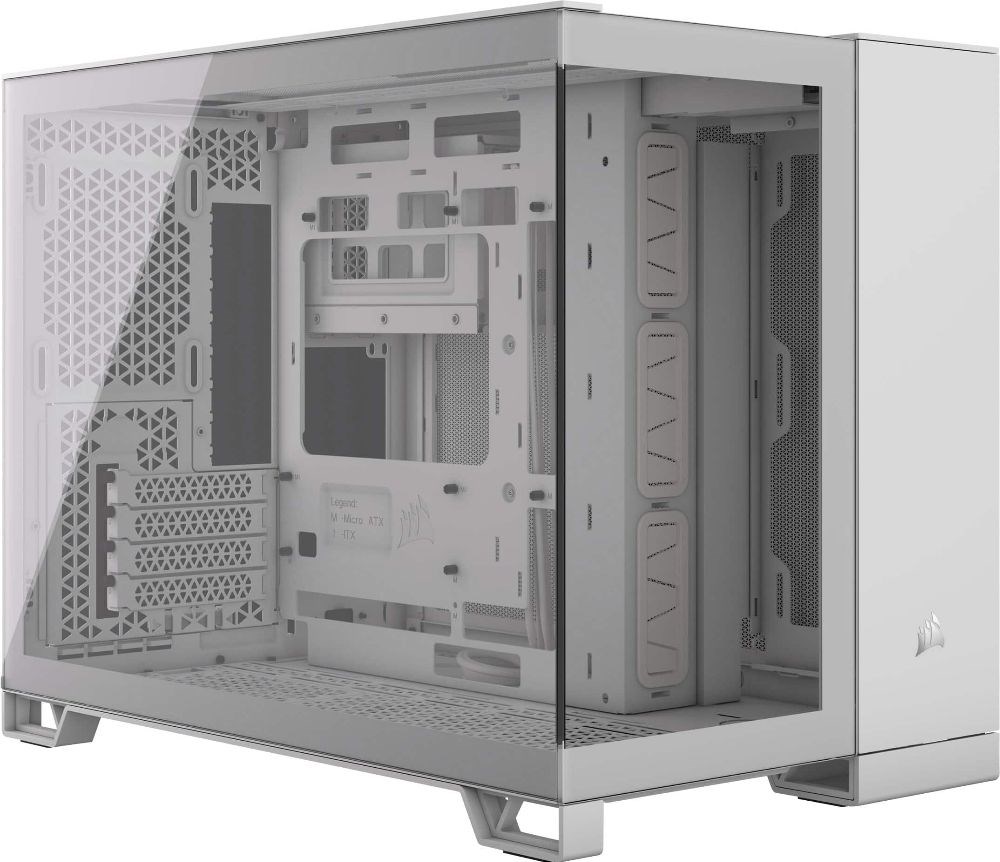 2500X Micro ATX Dual Chamber PC Case - White/Bamboo Wood