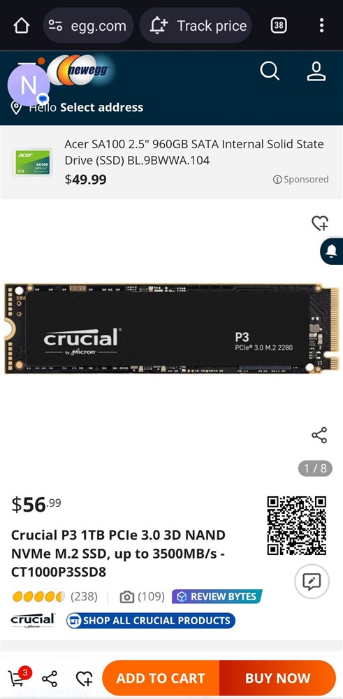 Crucial m.2 p3 1tb