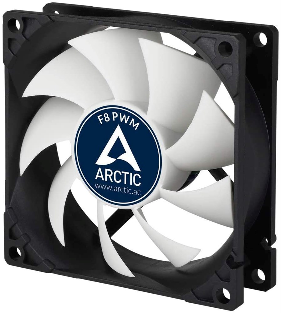 ARCTIC F8 PWM - 80 mm PWM Case Fan, PWM-Signal regulates Fan Speed, Very quiet motor, Computer, Fan Speed: 300-2000 RPM - Black/White