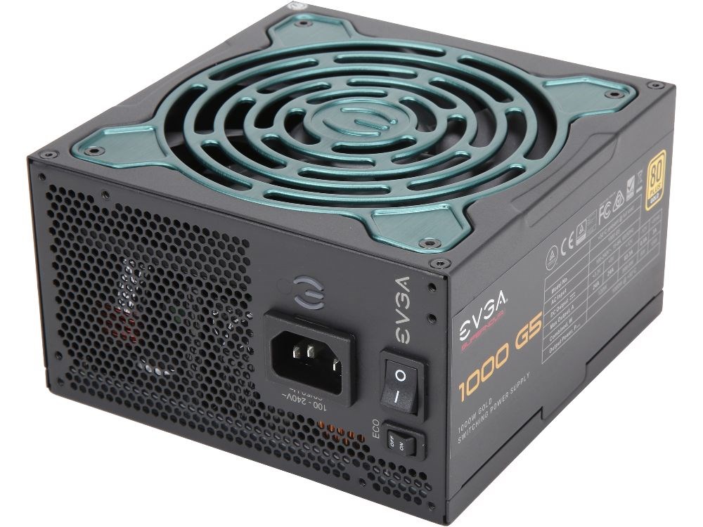  EVGA SuperNOVA 1000 G5, 80 Plus Gold 1000W, Fully Modular, Eco Mode with FDB Fan, 10 Year Warranty, Includes Power ON Self Tester, Compact 150mm Size, Power Supply 220-G5-1000