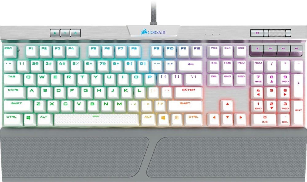  CORSAIR - Gaming K70 RGB MK.2 SE Mechanical Wired CHERRY MX Speed Switch Keyboard with RGB Back Lighting - Silver Anodized Brushed Aluminum