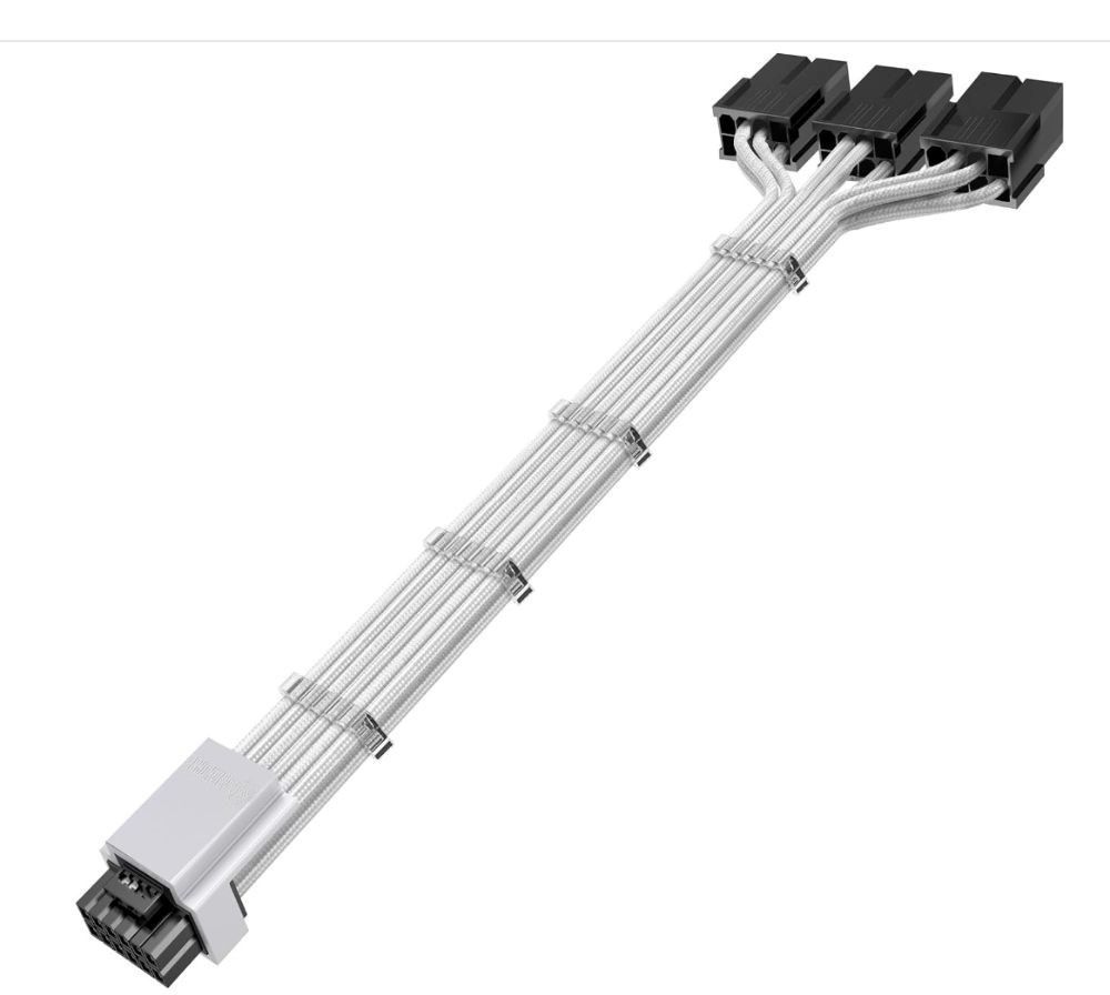AsiaHorse 16AWG PCI-e 5.0 12VHPWR PSU Cable Extension, 600W 12+4 Pin Male to PCIE 3x8 Pin(6+2) Female PC Cable Extension for RTX 3090Ti/4070Ti/4080/4090, 30CM