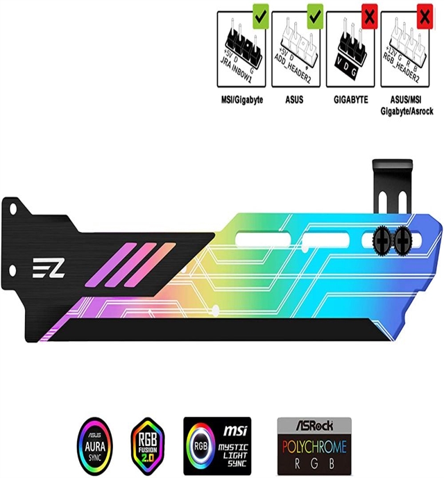  EZDIY-FAB RGB GPU Holder 5V 3-Pin Colorful RGB Graphics Card GPU Support Video Card Holder Bracket