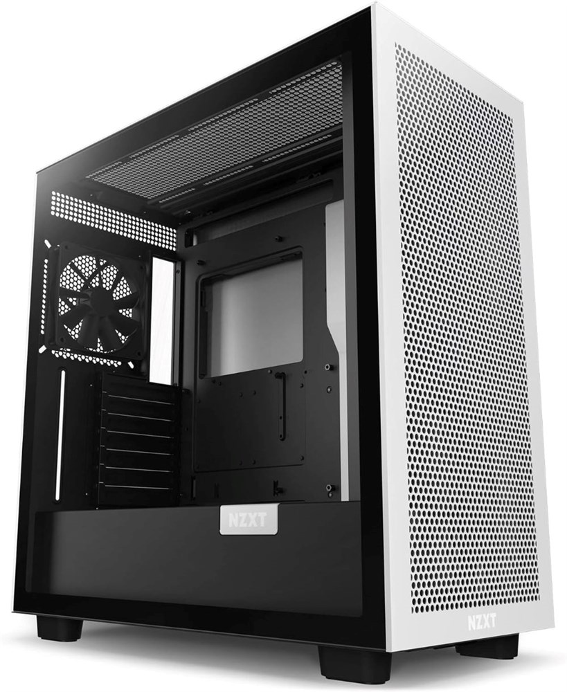 NZXT H7 Flow Tempered Glass Mid-Tower ATX Computer Case - Black-White
