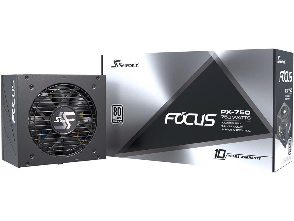  Seasonic FOCUS PX-750, 750W 80+ Platinum Full-Modular, Fan Control in Fanless, Silent, and Cooling Mode, 10 Year Warranty, Perfect Power Supply for Gaming and Various Application, SSR-750PX