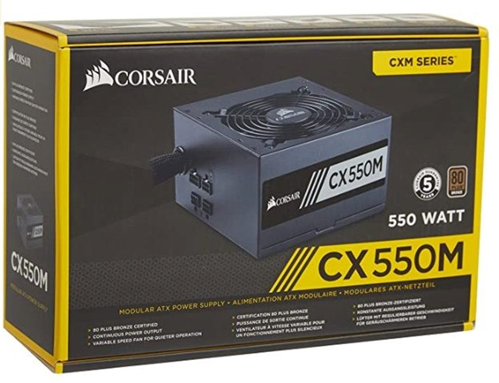  Corsair CX Series 550 Watt 80 Plus Bronze Certified Modular Power Supply