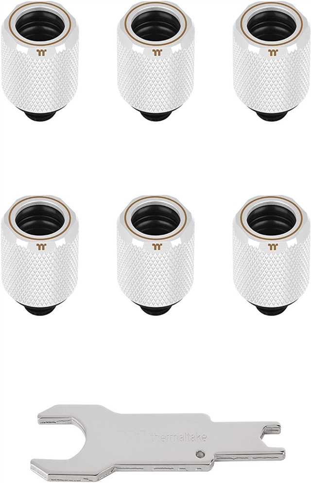  Thermaltake Pacific White 4 Build-in O-Rings C-Pro G1/4 PETG 16mm OD Compression Fitting 6 Pack