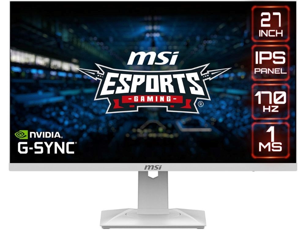 MSI Optix G274RW 27" 16:9 Gaming Monitor White, 170Hz 1ms, 1920 x 1080 (FHD), G-Sync Compatible, Height Adjustable Arm, RGB LED