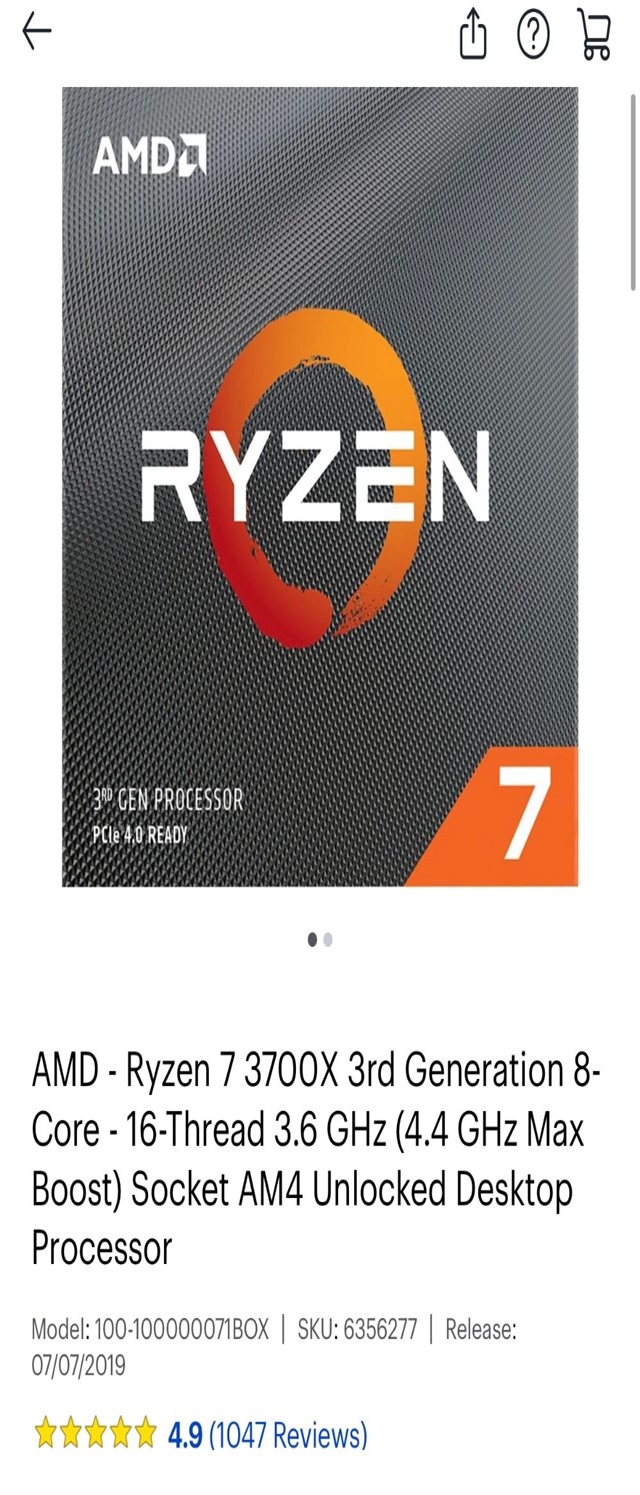 AMD Ryzen 7 3700x 3rd gen processor 