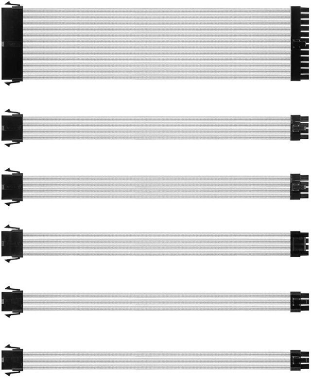 White Sleeved Cables - PSU Extensions