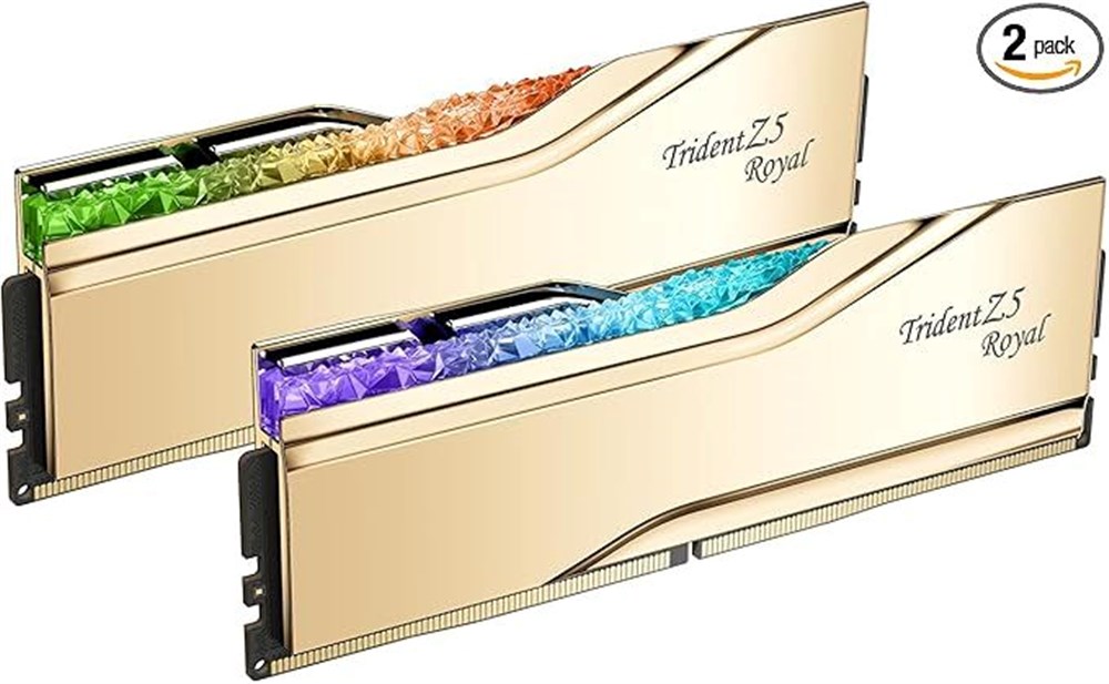 G.SKILL Trident Z5 Royal Series DDR5 RAM 32GB (2x16GB) 7200MT/s CL34 (F5-7200J3445G16GX2-TR5G) - Gold