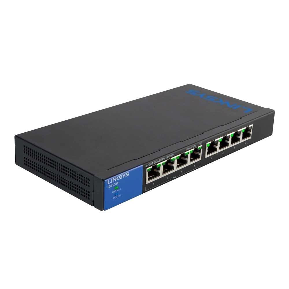 Linksys Business LGS108P 8-Port Desktop Gigabit PoE+ Unmanaged Switch I Metal Enclosure