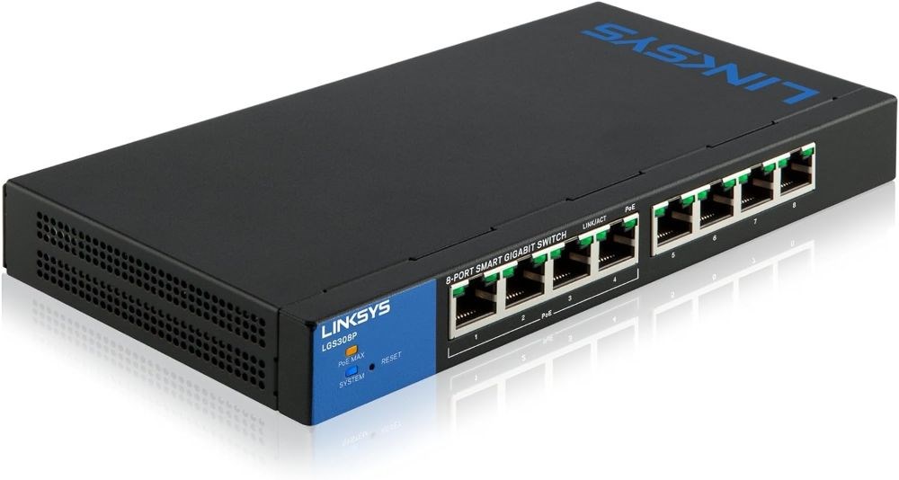 Linksys Business LGS308P 8-Port Desktop Gigabit PoE+ managed Switch I Metal Enclosure