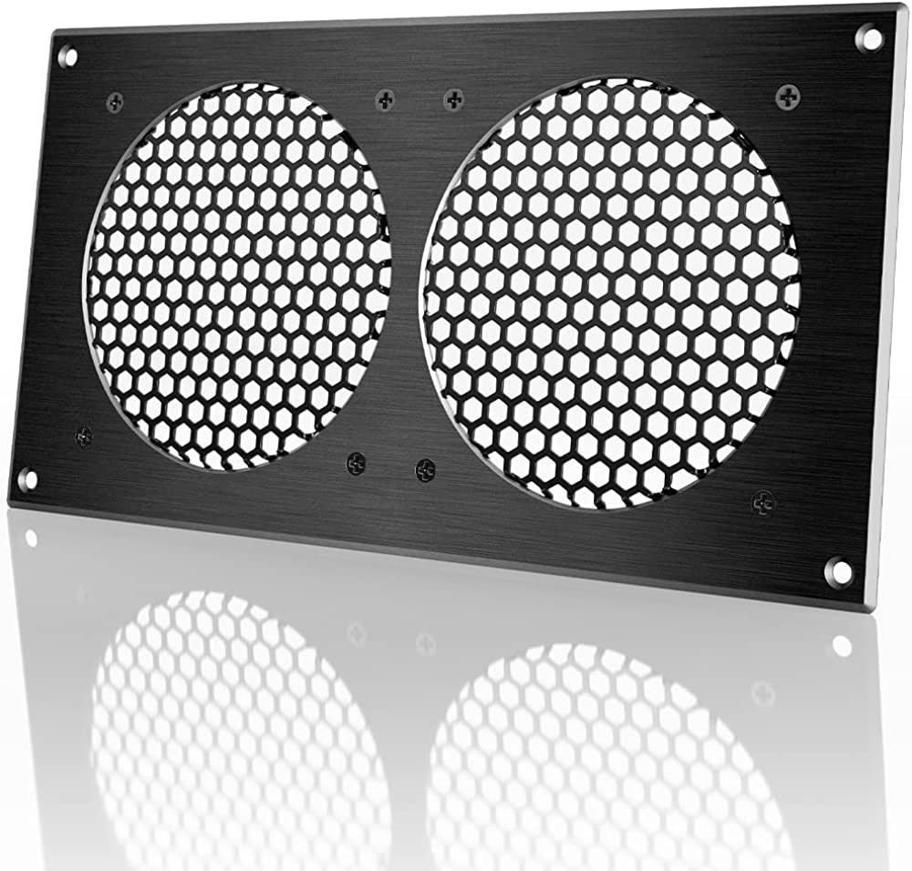 AC Infinity Ventilation Grille, for PC Computer AV Electronic Cabinets, Also mounts Two 120mm Fans