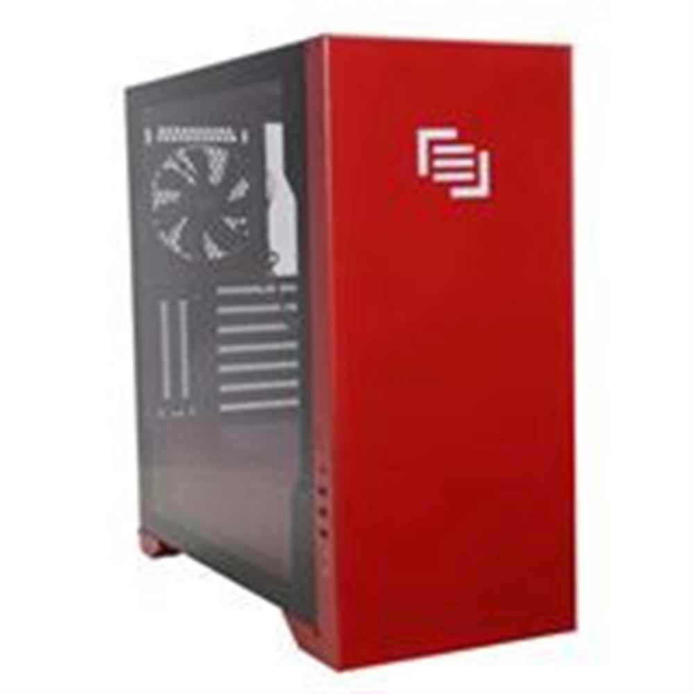  MAINGEAR Vybe RGB Tempered Glass ATX Mid-Tower Computer Case - Red