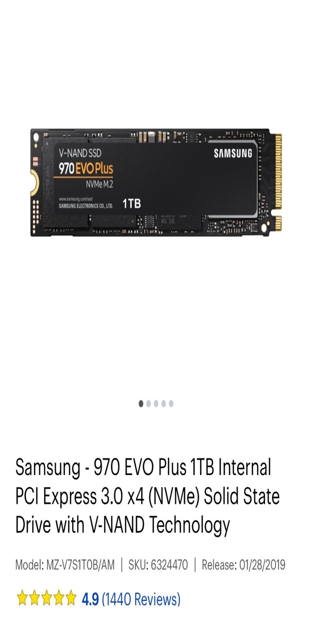  Samsung 970 Evo plus 1TB SSD