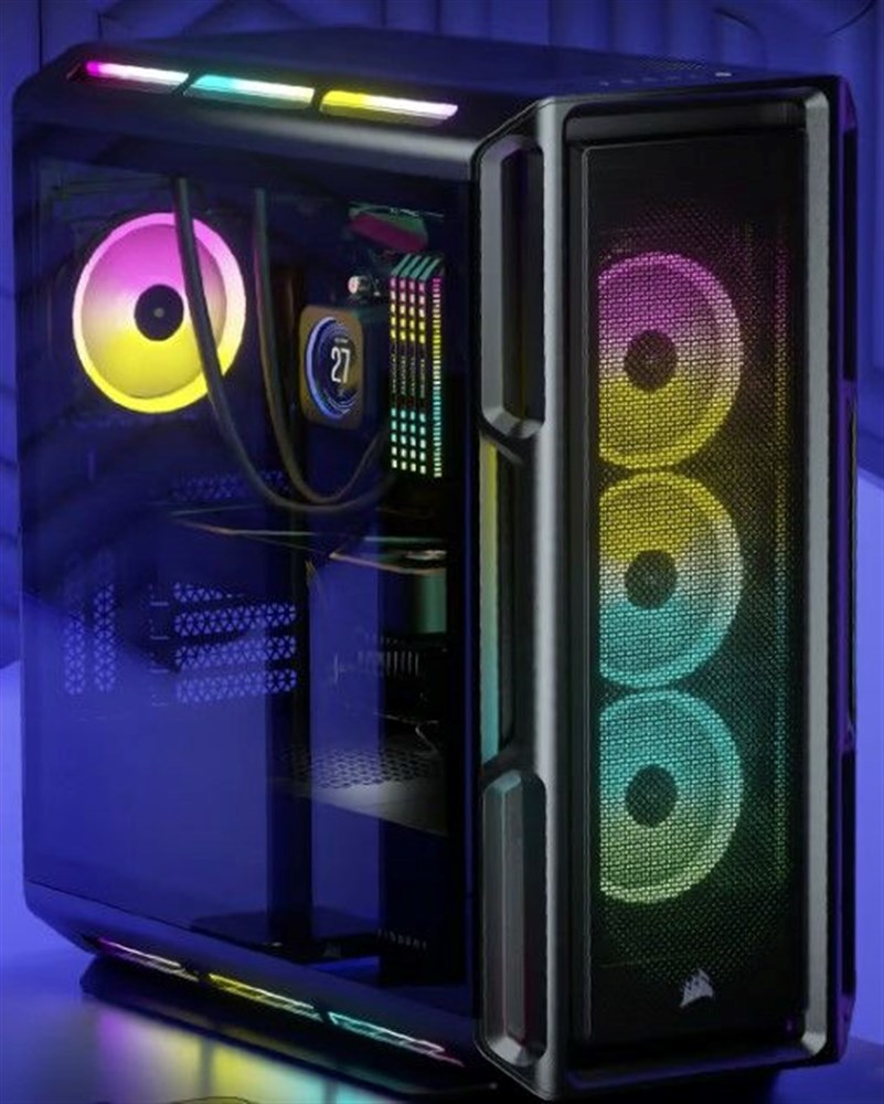  Corsair iCUE 5000T RGB Tempered Glass Mid-Tower ATX PC Case — Black