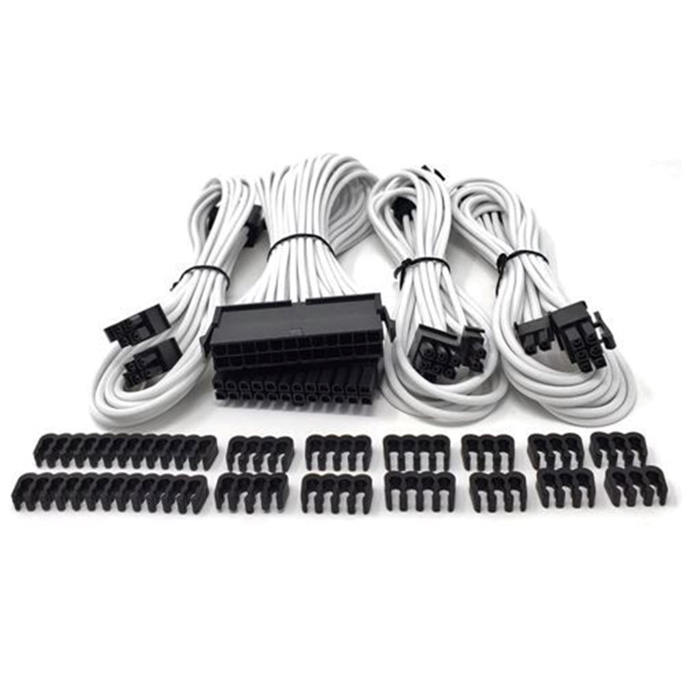 Micro Connectors Premium Sleeved PSU Cable Extension Kit - White