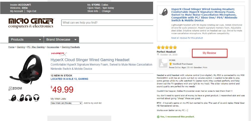  HyperX Cloud Stinger Wired Gaming Headset