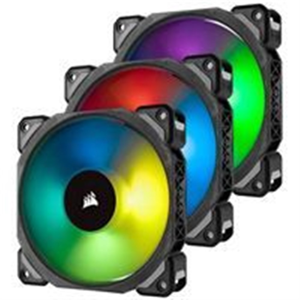  Corsair ML120 Pro RGB Magnetic Bearing 120mm Case Fan with Lighting Node Pro - Triple Pack