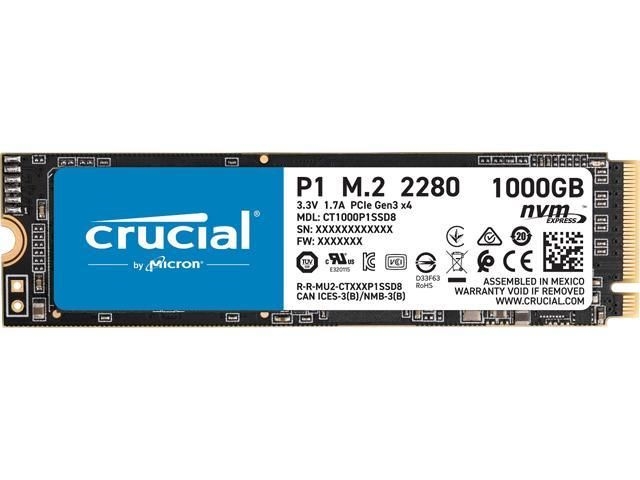  Crucial P1 1TB 3D NAND NVMe PCIe M.2 SSD
