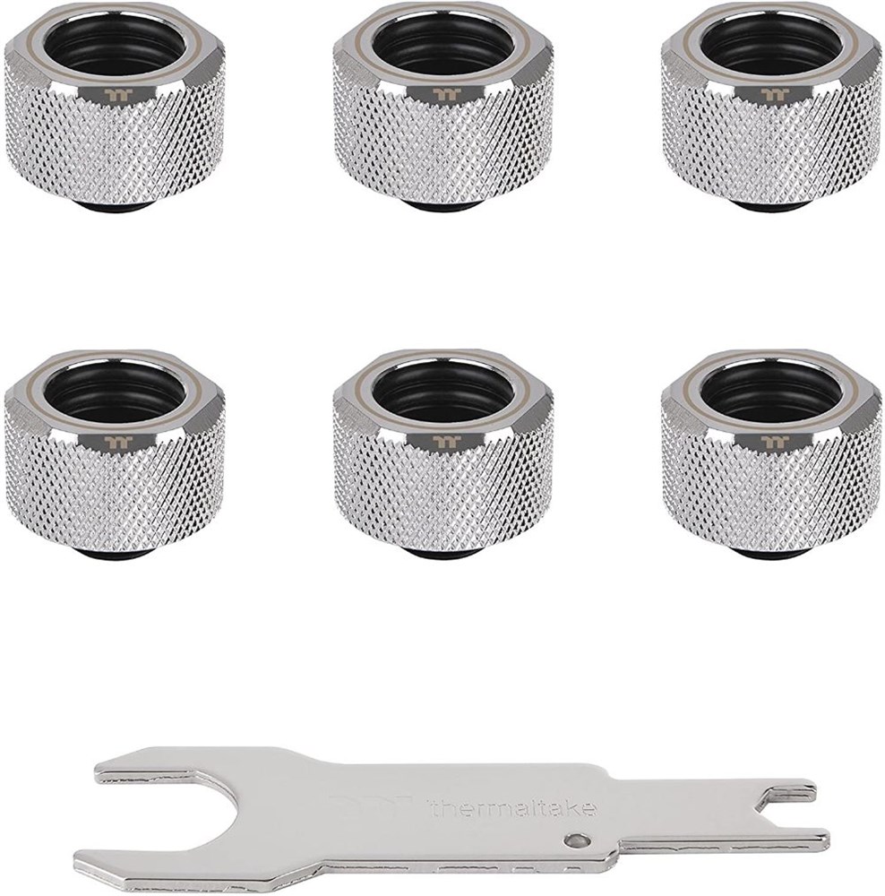  Thermaltake Pacific Chrome 4 Build-in O-Rings C-Pro G1/4 PETG 16mm OD Compression Fitting 6 Pack