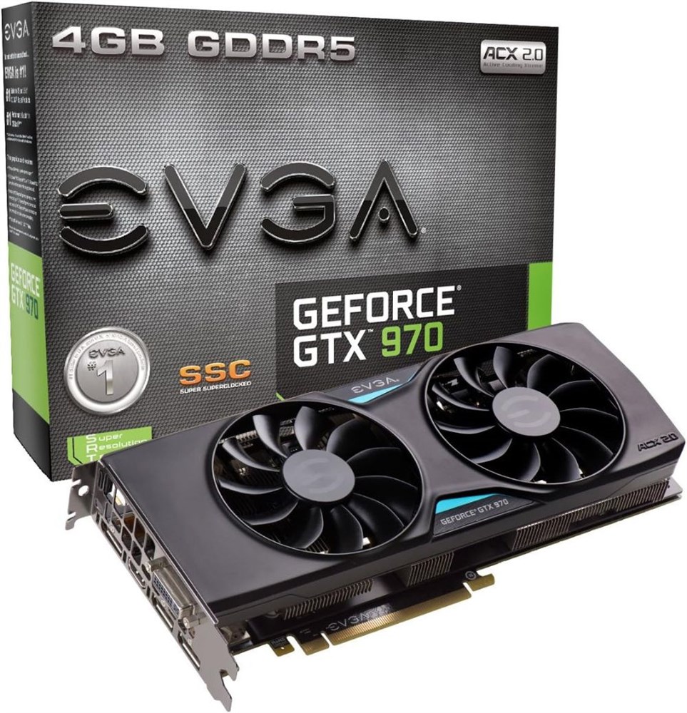  EVGA GeForce GTX 970 4GB SSC Gaming ACX 2.0+ Cooling Graphics Card
