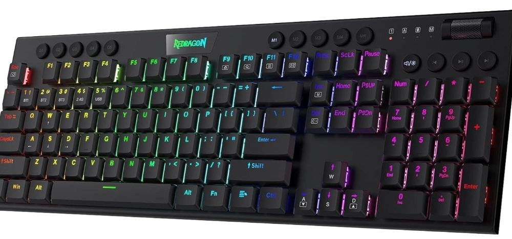 Redragon K618 Horus Wireless RGB Mechanical Keyboard, BT/2.4Ghz/Wired Tri-Mode
