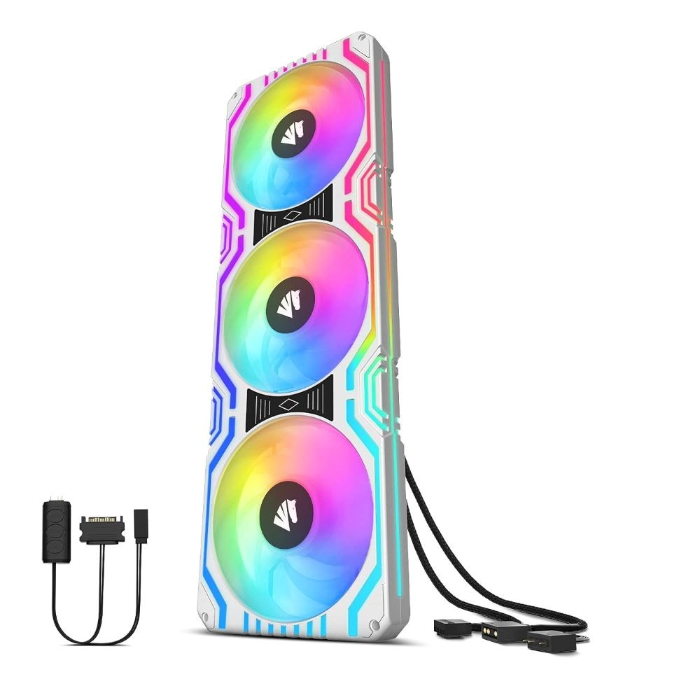  Asiahorse Matrix-White 56 Addressable RGB LEDs 360MM All-in-One Square Frame Integrated Fan with MB Sync/Analog Controller,Integrated PWM Control Fan for Computer Case and Liq