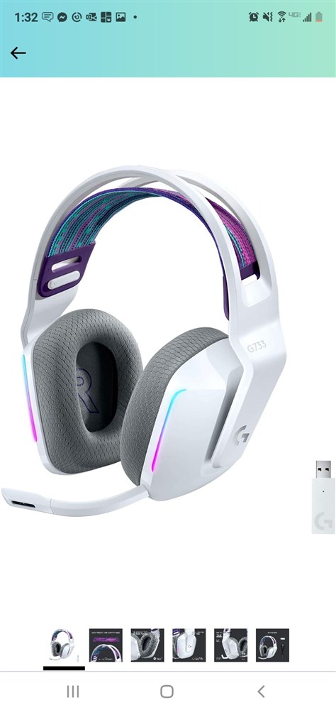  Logitech G733 Lightspeed Wireless Gaming Headset with Suspension Headband, LIGHTSYNC RGB, Blue VO!CE mic Technology and PRO-G Audio Drivers - White